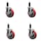 Service Caster 5'' Red Poly Swivel 1-1/8'' Expanding Stem Caster Set with Brake, 4PK SCC-EX20S514-PPUB-RED-TLB-118-4 - alternate 1